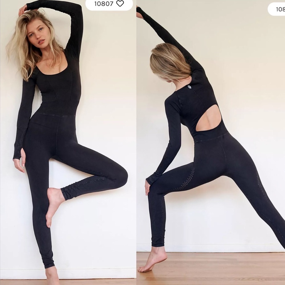 Free People Good Karma Long Sleeve Onesie In Washed Black. NWOT! Sz XS/S, M/L